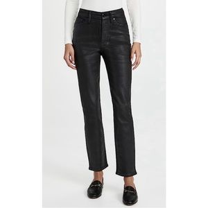 Good American Good Legs Straight Coated High Rise Jeans - Black